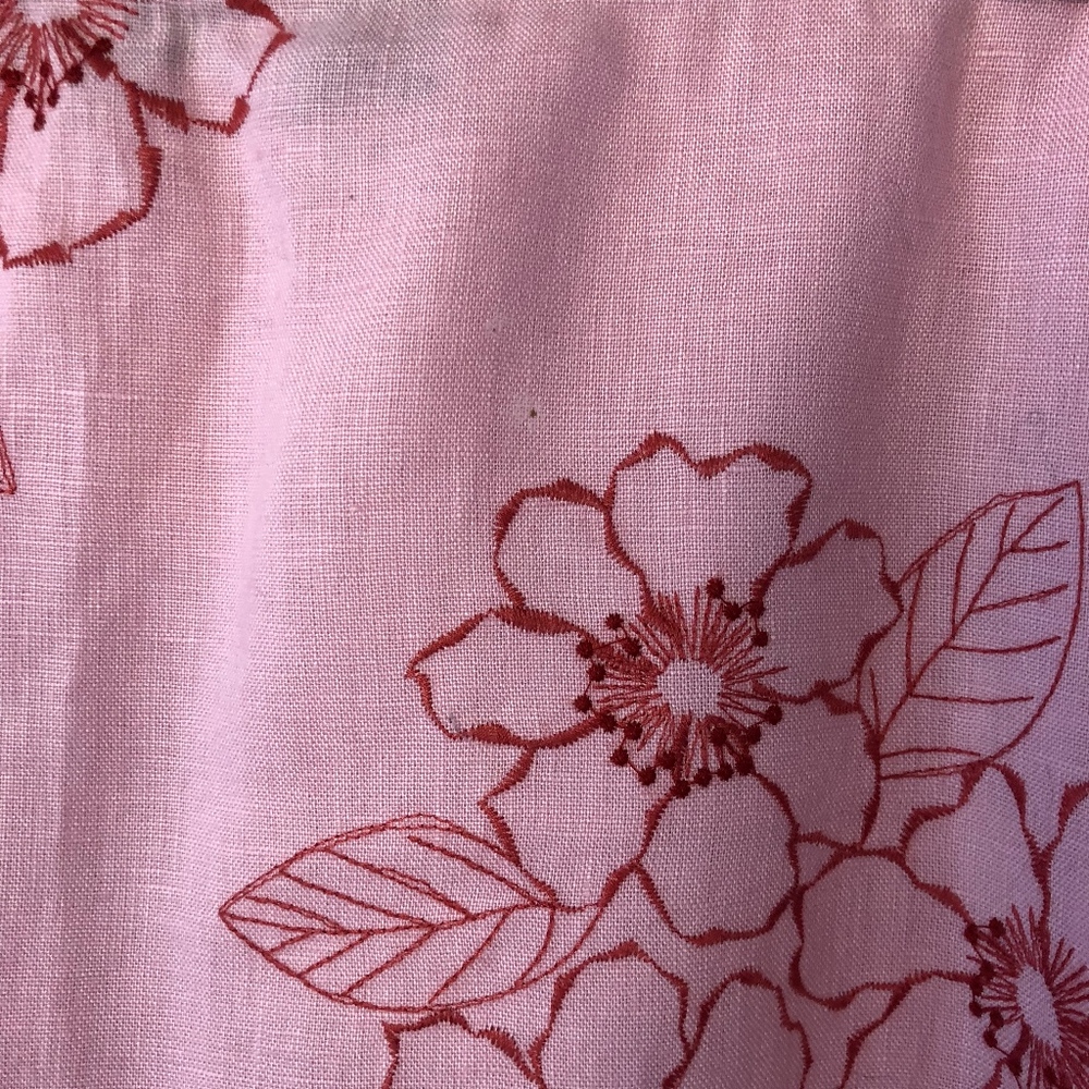 Mixed print & embroidered 100% linen skirt - Picture 3 of 8